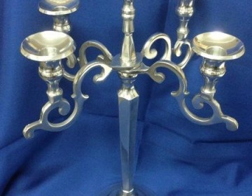 Свещник от инокс за 5 свещи, височина 50 см